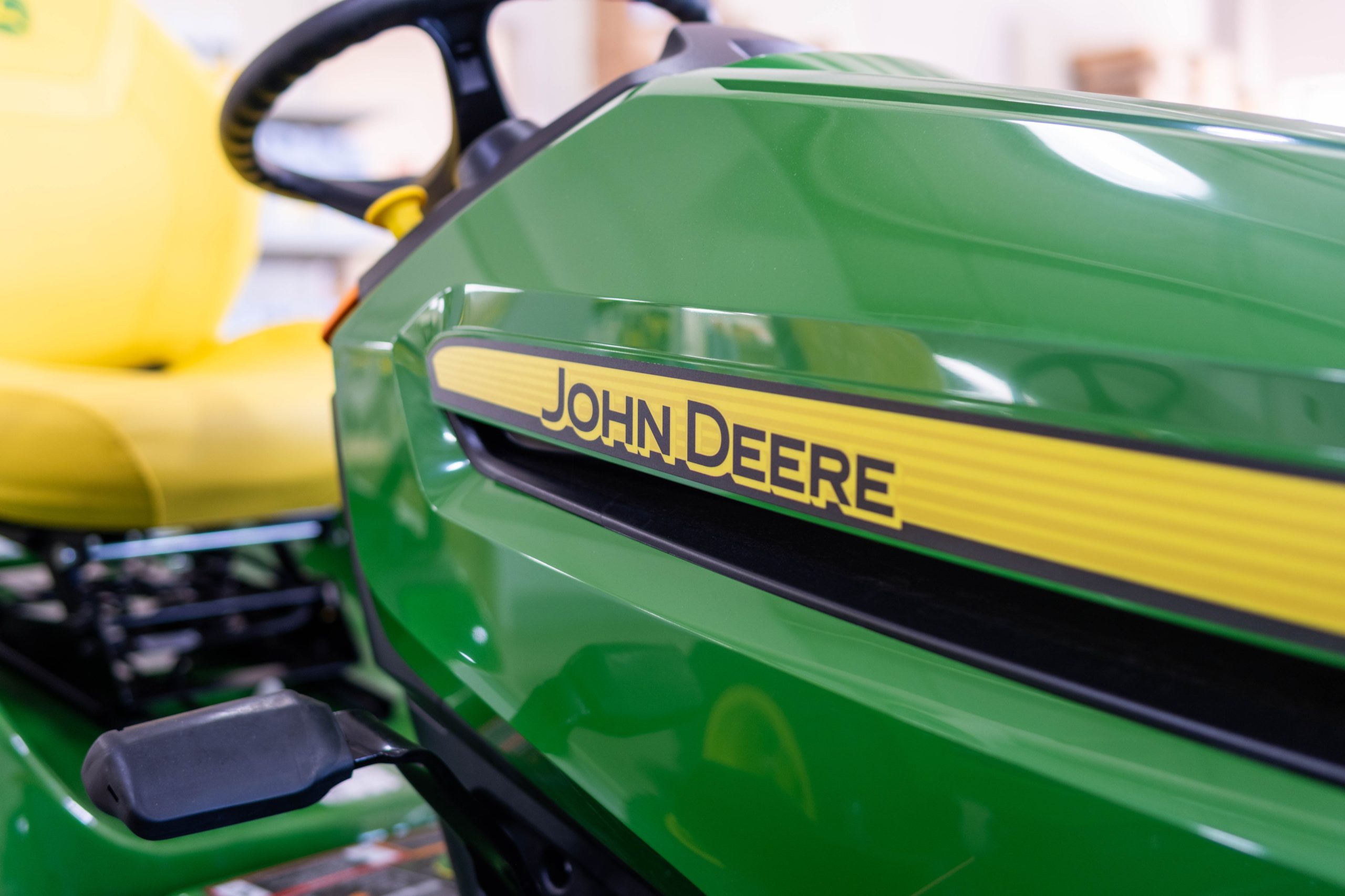 close up of the front of a John Deere X570
